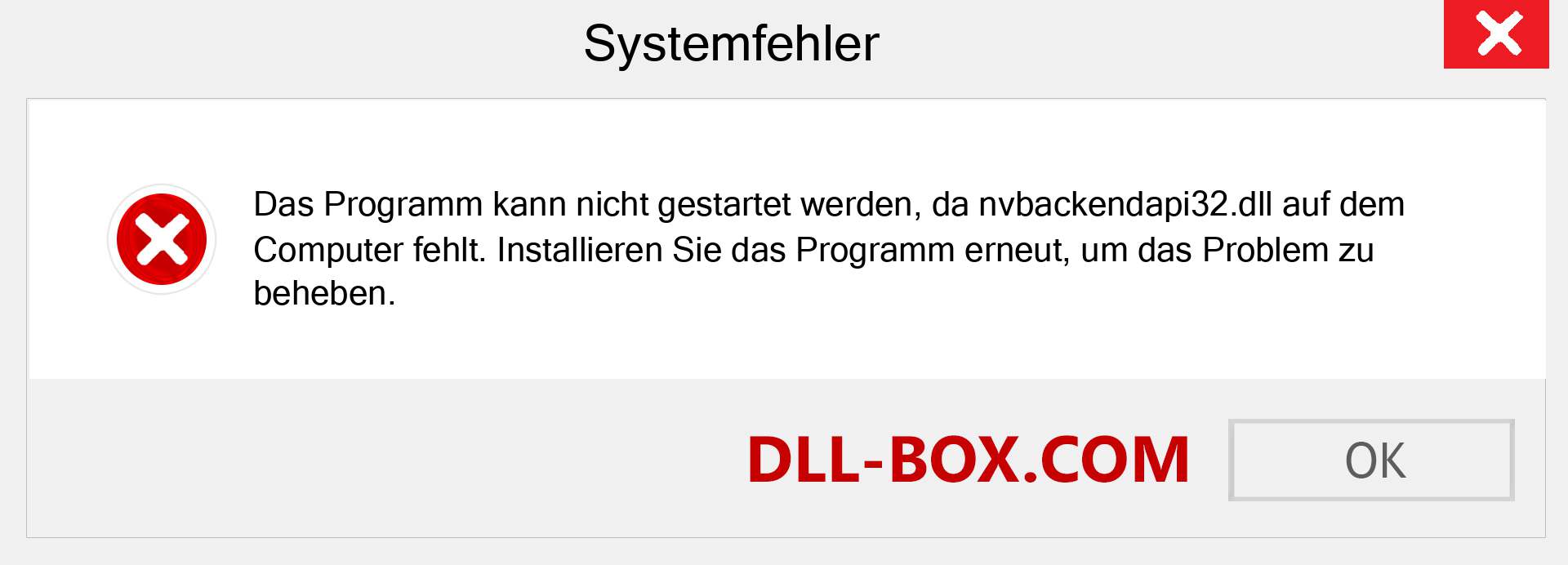 nvbackendapi32.dll-Datei fehlt?. Download für Windows 7, 8, 10 - Fix nvbackendapi32 dll Missing Error unter Windows, Fotos, Bildern